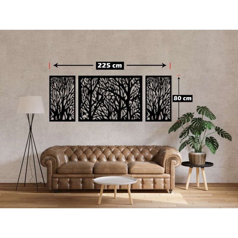 ديكور حائط خشبي، 80 × 225 سم، أسود - KM-EG31-237