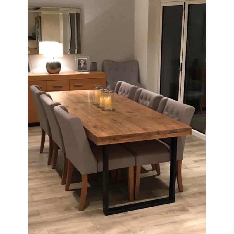 Natural Wood Dining Table, 180 cm, Wood/Black - KM-EG157-42