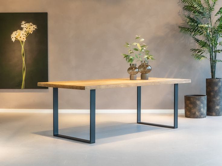 Natural Wood Dining Table, 180 cm, Wood/Black - KM-EG157-42
