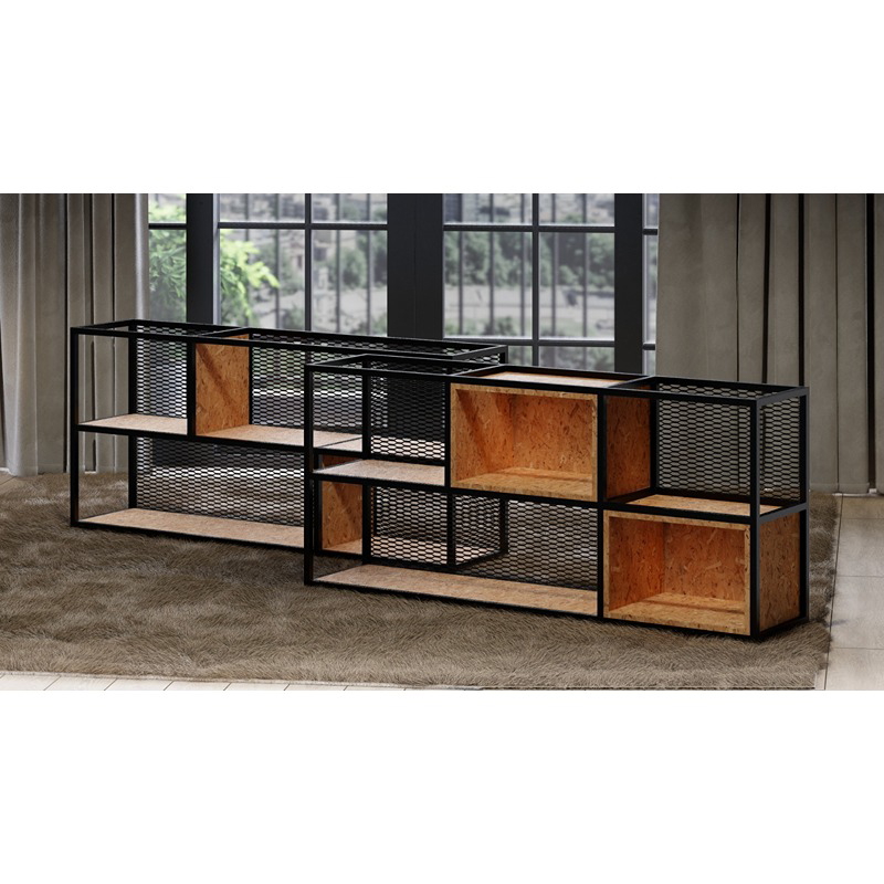 وحدة عرض، 180 سم، أسود/خشبي - KM-EG176-27