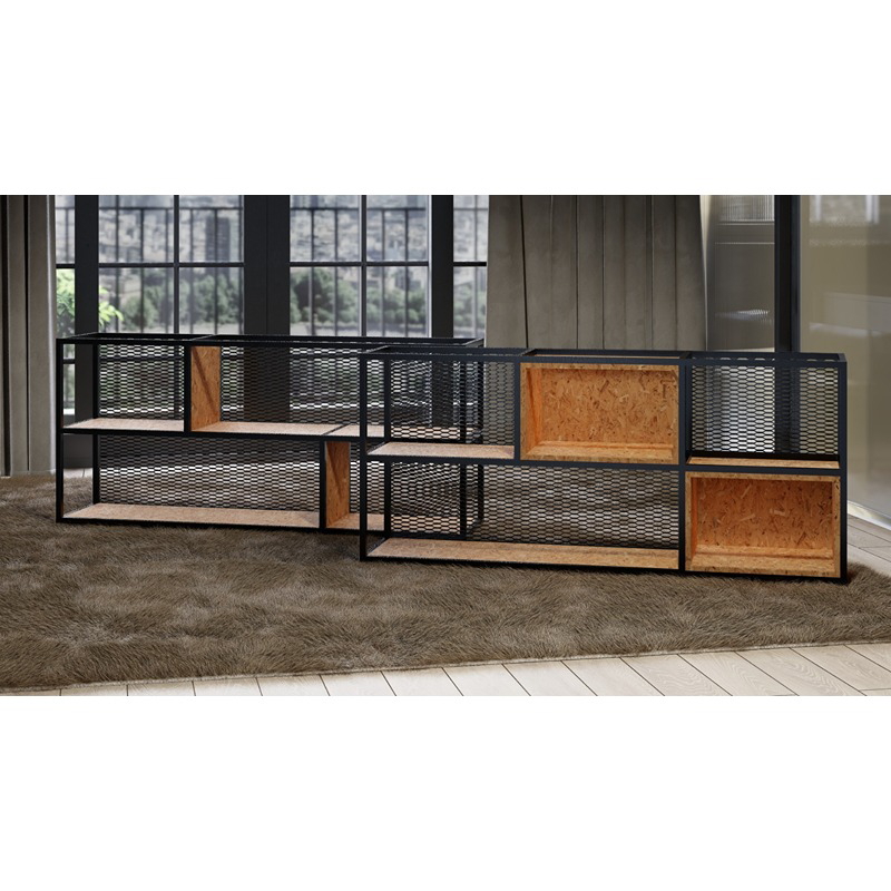 وحدة عرض، 180 سم، أسود/خشبي - KM-EG176-27