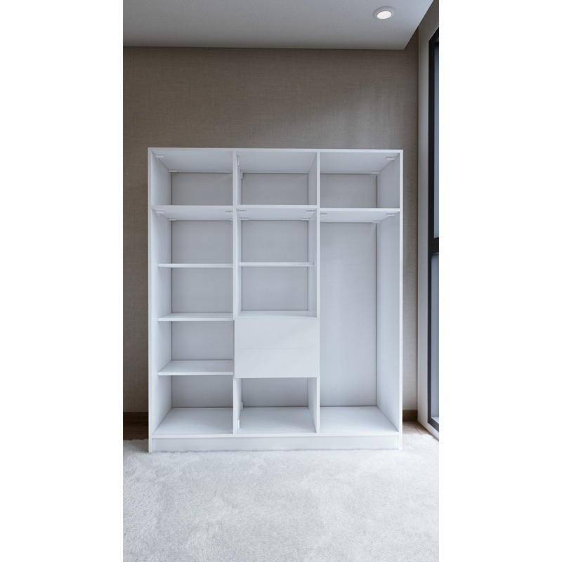 دولاب، 150 سم، أبيض/خشبي - KM-EG176-26