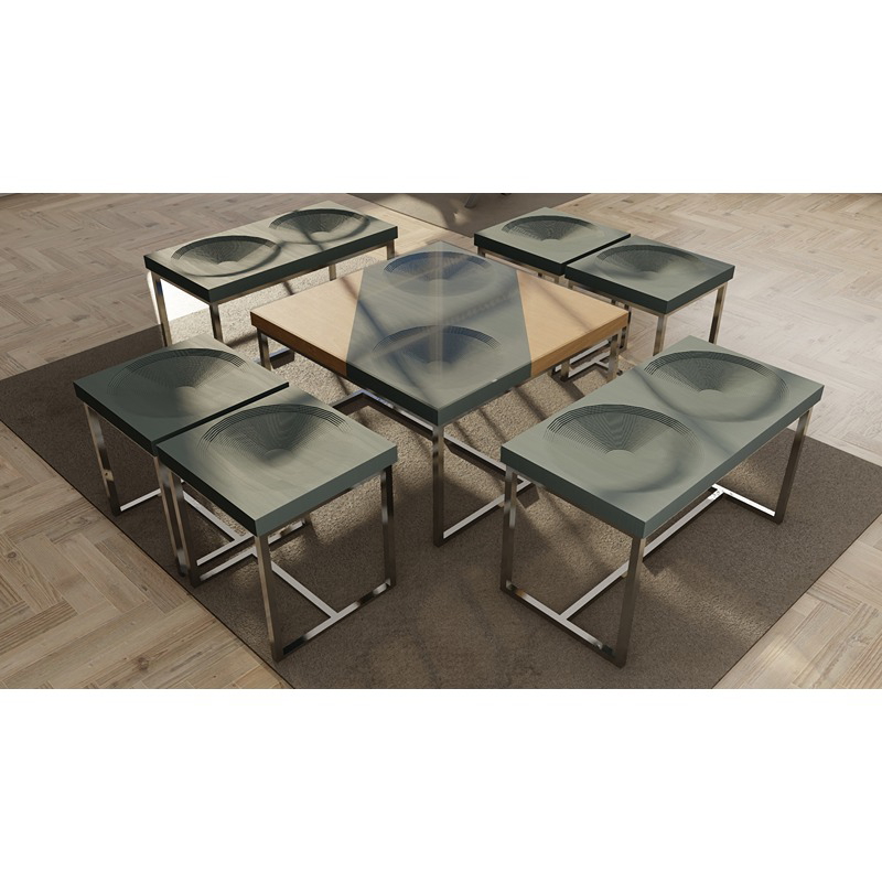 Dining Table With Chairs, 7Pcs, Grey/Silver - KM-EG176-13