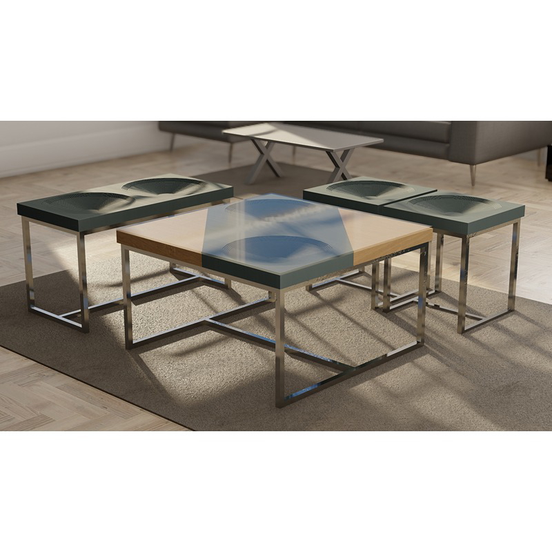 Dining Table With Chairs, 7Pcs, Grey/Silver - KM-EG176-13