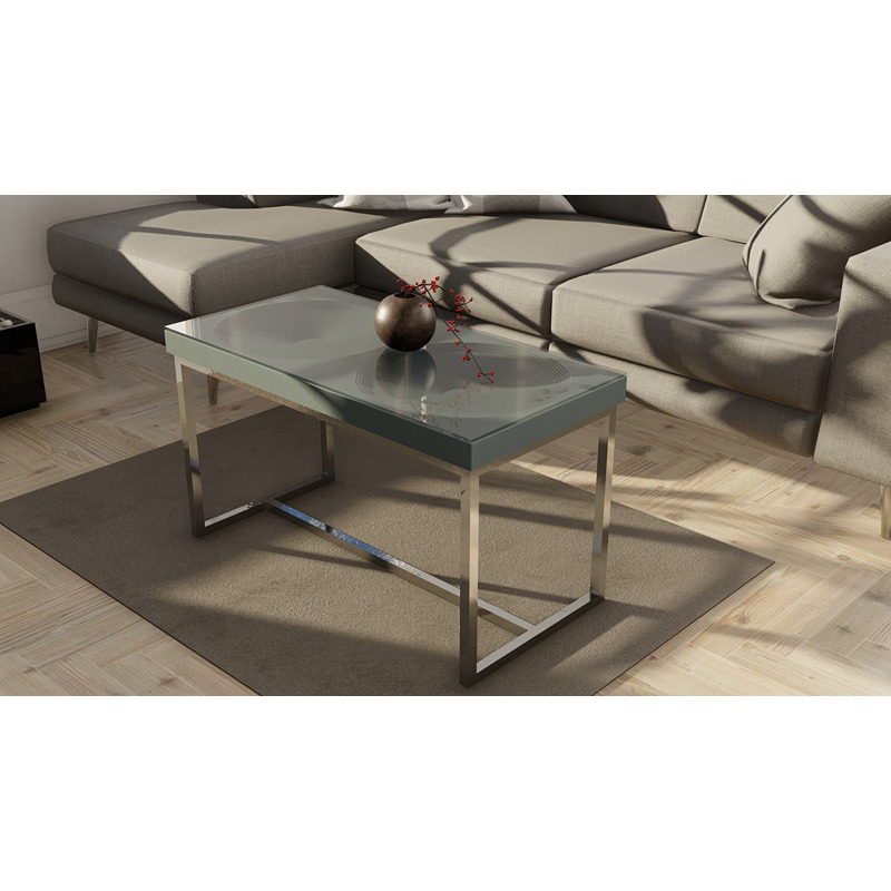 طاولة قهوة، 80 سم، رمادي/فضي - KM-EG176-12