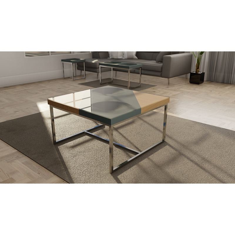 Coffee Table, 80 cm, Grey/Silver - KM-EG176-10