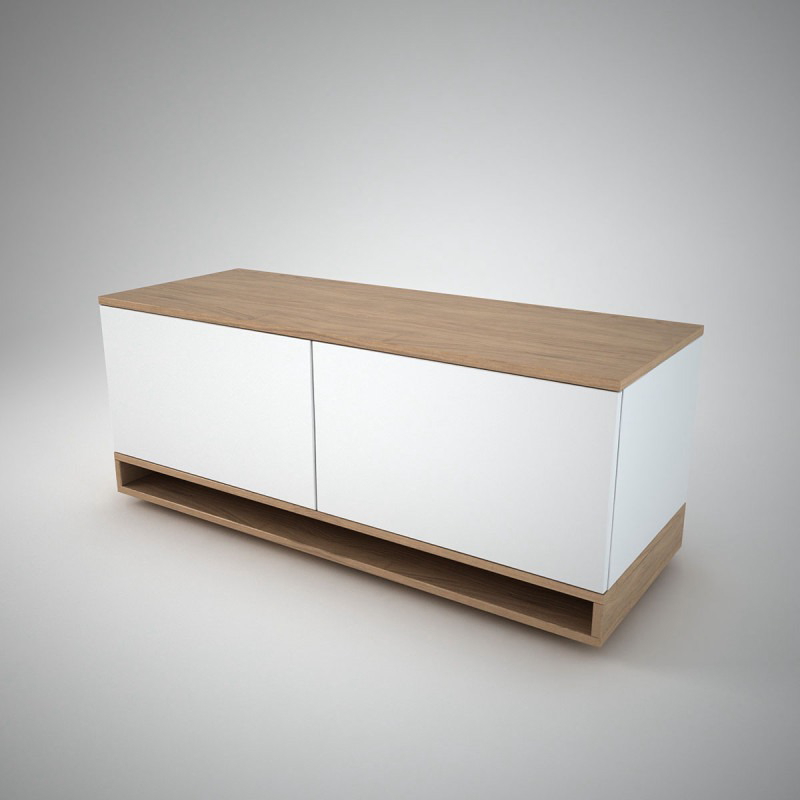 Shoe Cabinet, 120 cm, White/Wood - KM-EG176-09