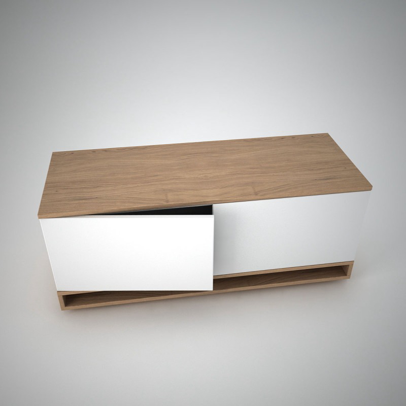 Shoe Cabinet, 120 cm, White/Wood - KM-EG176-09