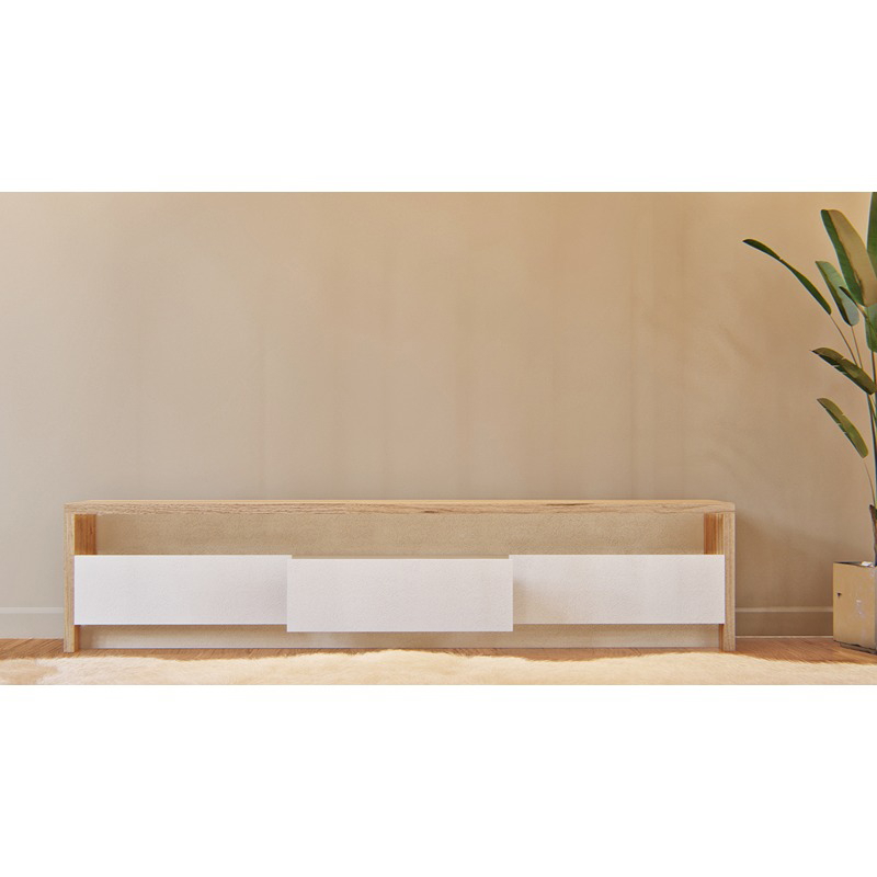 وحدة تلفزيون، 160 سم، أبيض/خشبي - KM-EG176-06