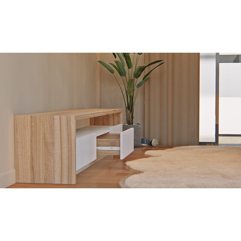 وحدة تلفزيون، 160 سم، أبيض/خشبي - KM-EG176-06