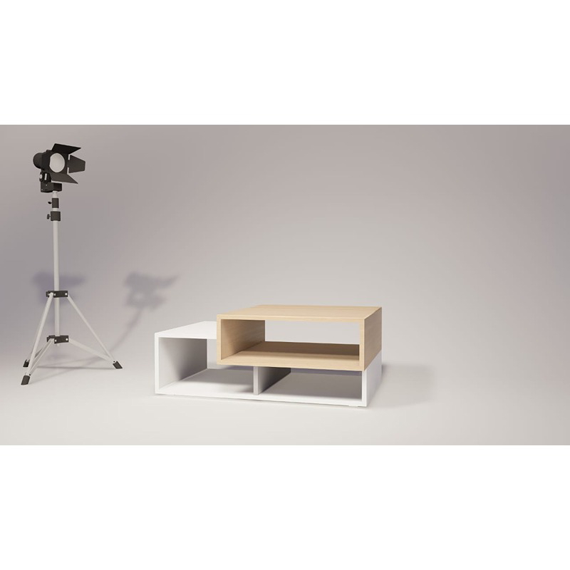 Coffee Table, 95 cm, White/Wood - KM-EG176-02