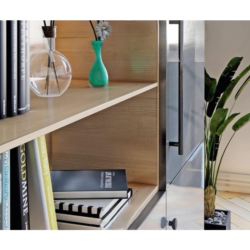 وحدة تخزين، 140 سم، رمادي/خشبي - KM-EG176-01