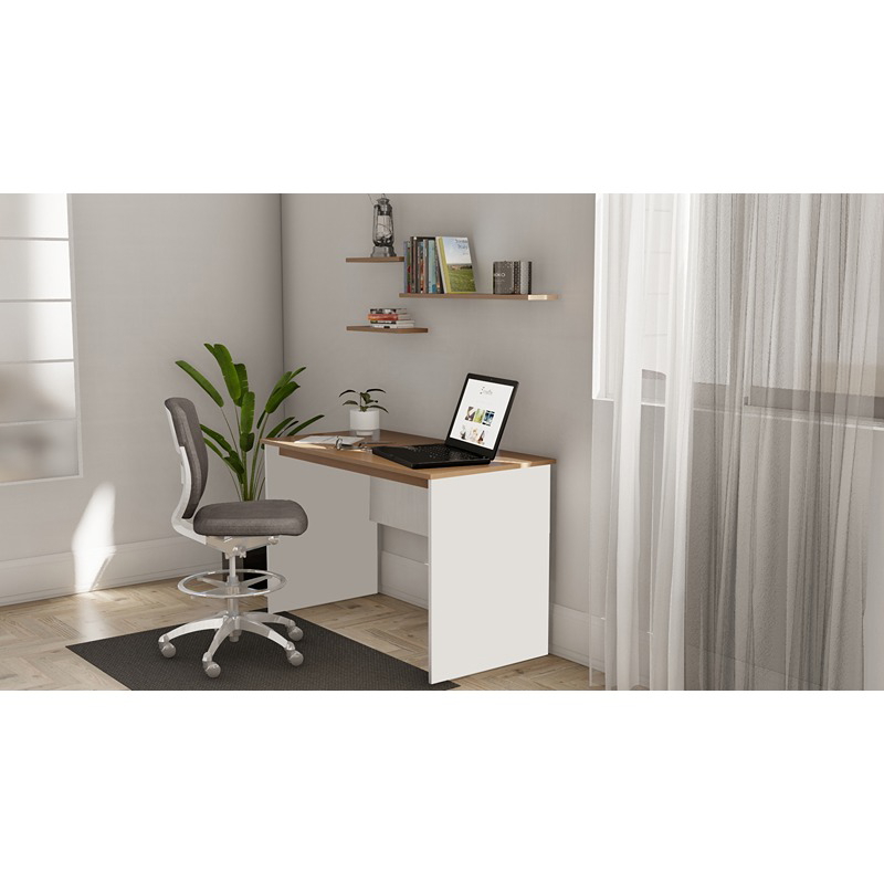 مكتب، 120 سم، أبيض/خشبي - KM-EG176-18