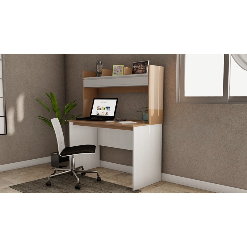 مكتب، 120 سم، أبيض/خشبي - KM-EG176-14