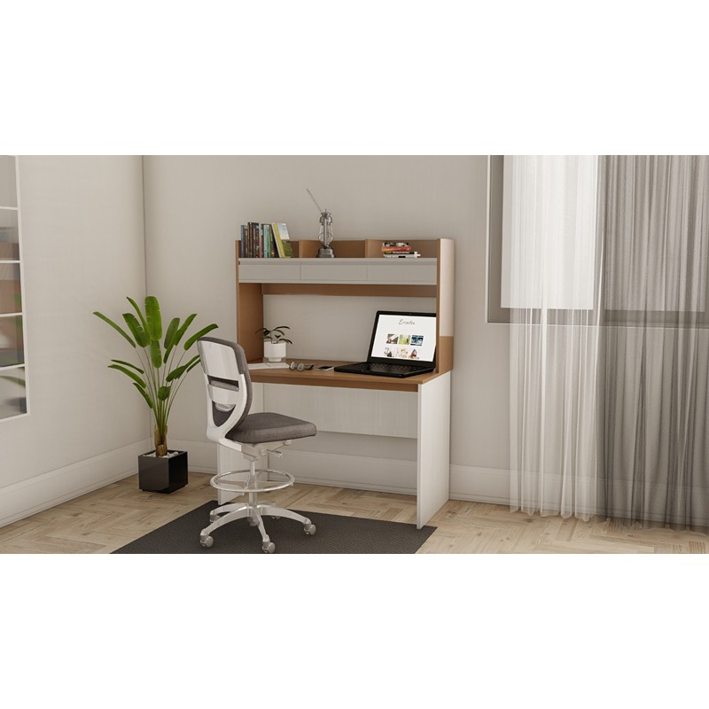 مكتب، 120 سم، أبيض/خشبي - KM-EG176-14