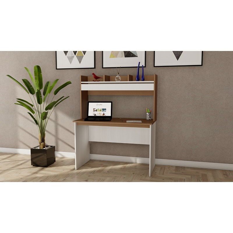 مكتب، 120 سم، أبيض/خشبي - KM-EG176-14