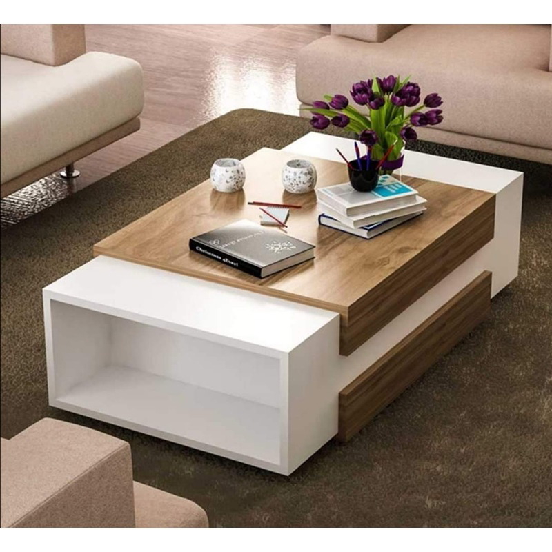 Coffee Table, 100 cm, White/Wood - KM-EG22-06