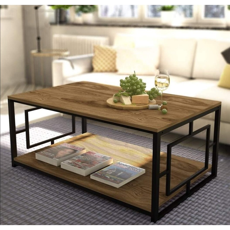 Coffee Table, 90 cm, Black/Wood - KM-EG22-05