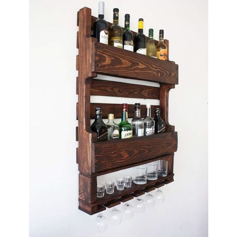 Bottle Wall Shelving, 70 cm, Brown - KM-EG22-04