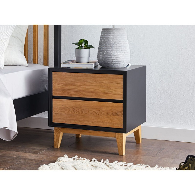 Night Stand, 40 cm, Black/Wood - KM-EG22-02