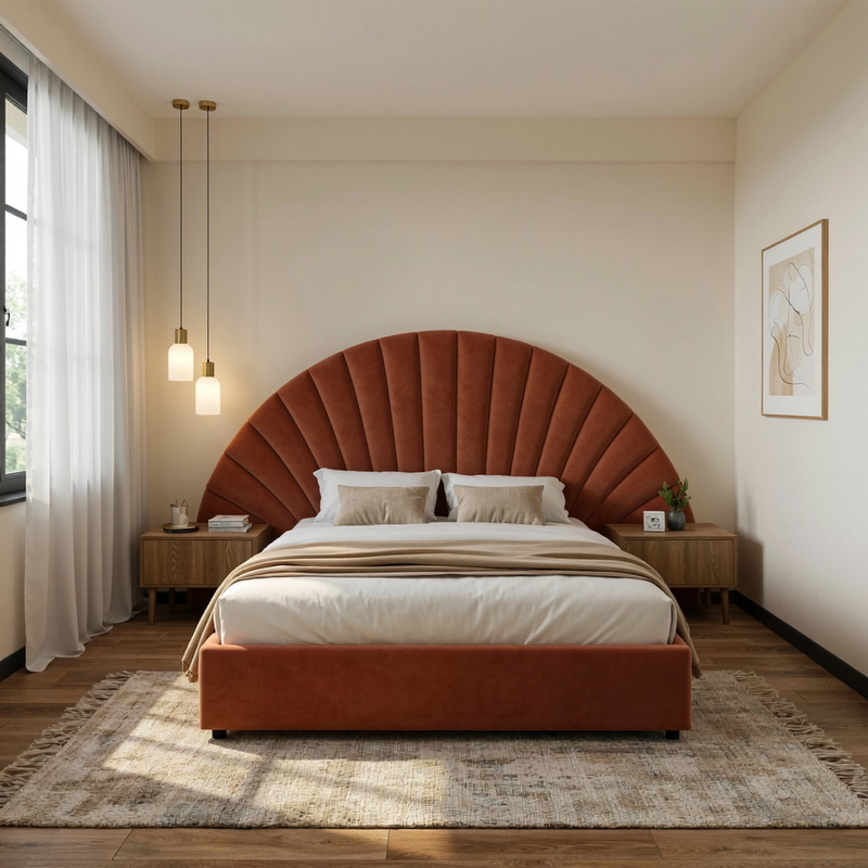 Bed, Multiple Sizes, Dark Orange - KM-EG152-67