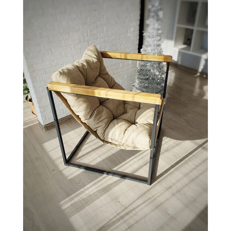 Arm Chair, 70 cm, Black/Beige - KM-EG157-47