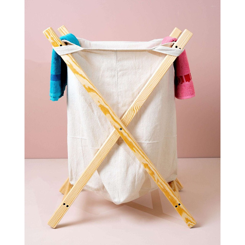 منشر ملابس قابل للطي، 100 سم × 80 سم، خشبي - KM-EG55-474