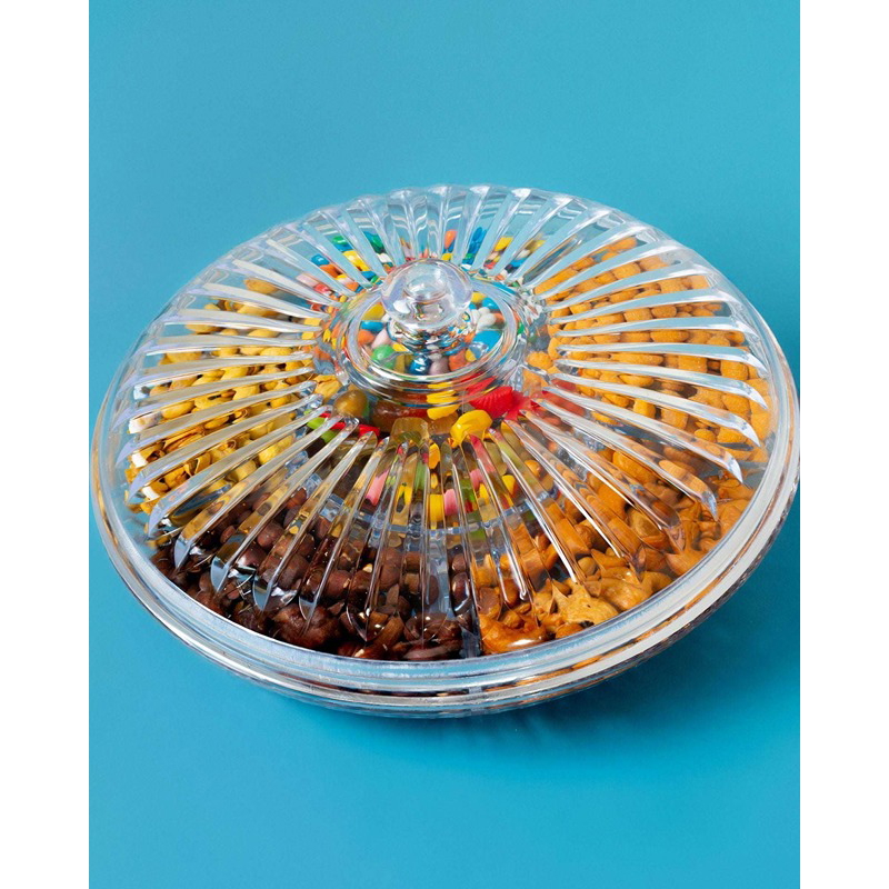 Acrylic Divided Plate with Lid, 30 cm, Transparent - KM-EG55-486