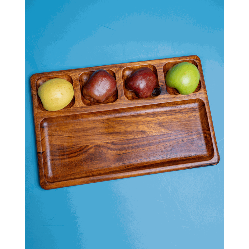 لوح تقديم مقسم، 38 سم × 25 سم، بني - KM-EG55-496