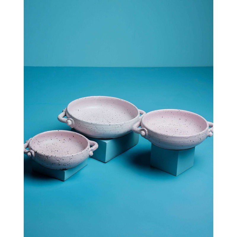 طقم صينية تقديم، 3 قطع، وردي فاتح - KM-EG55-498