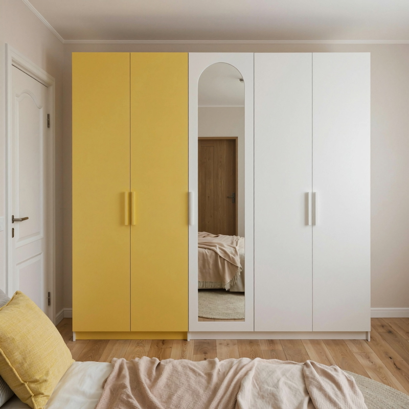 دولاب، 200 سم، أبيض/أصفر - KM-EG167-110