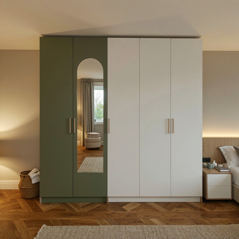 دولاب، 200 سم، أبيض/أخضر زيتوني - KM-EG167-111