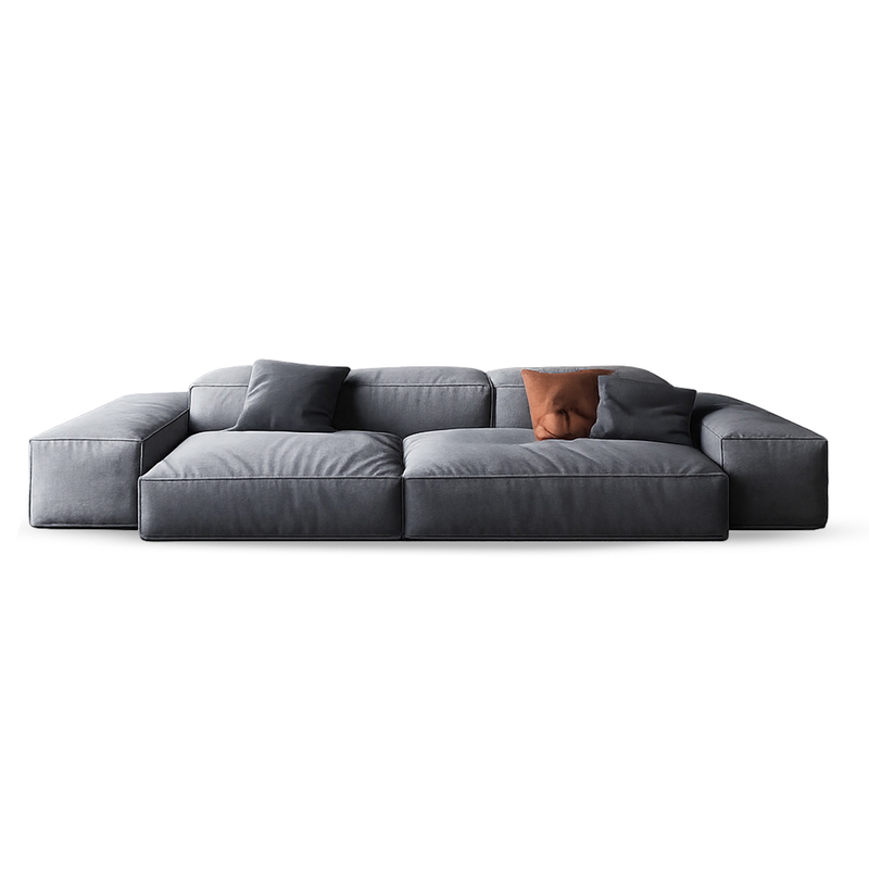 Beech wood and Linen/velvet Sofa, 240×75×90 cm- Grey