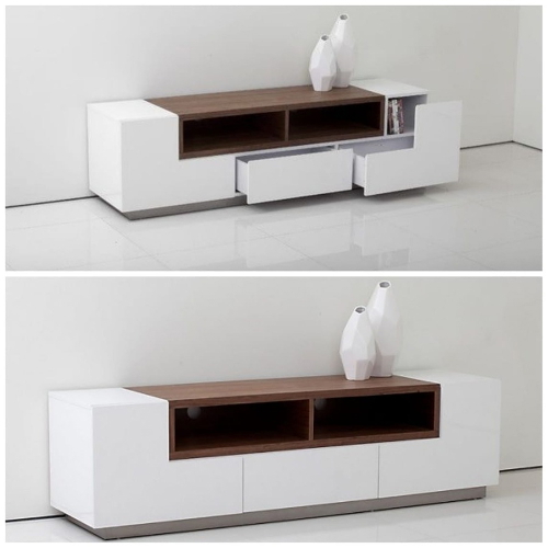 TV Unit, 160 cm, White/Brown - KM-EG140-08