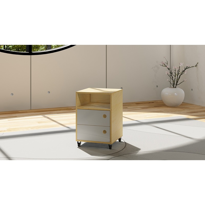 وحدة أدراج، 40 سم، خشبي فاتح/أبيض - KM-EG176-36