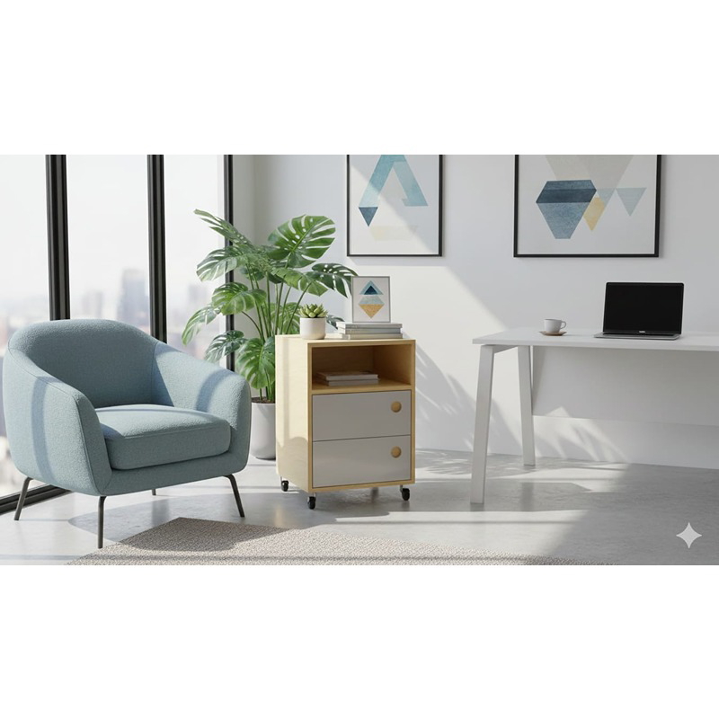 وحدة أدراج، 40 سم، خشبي فاتح/أبيض - KM-EG176-36