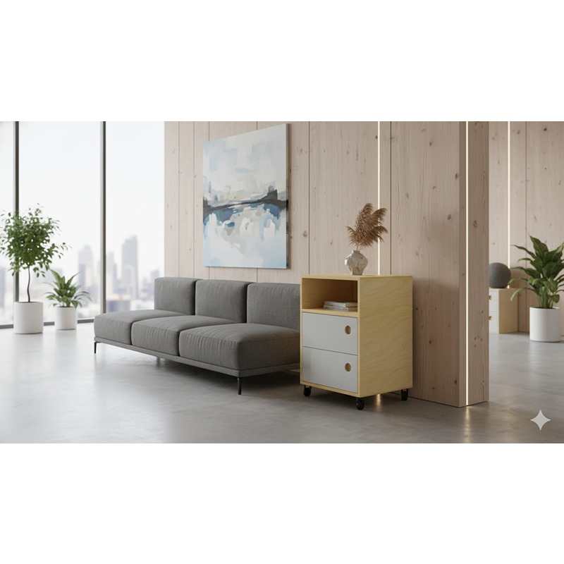 وحدة أدراج، 40 سم، خشبي فاتح/أبيض - KM-EG176-36