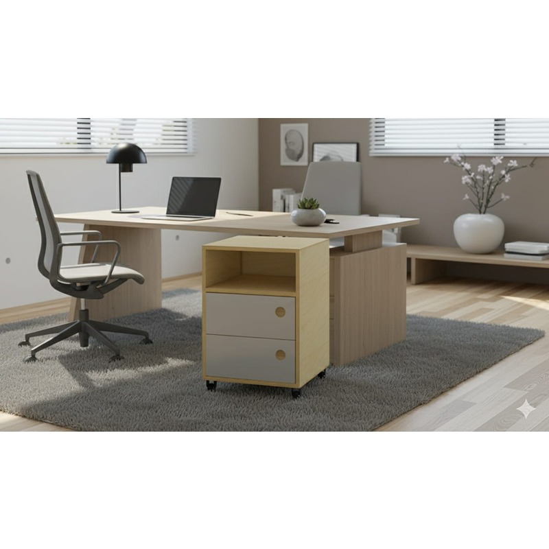 وحدة أدراج، 40 سم، خشبي فاتح/أبيض - KM-EG176-36