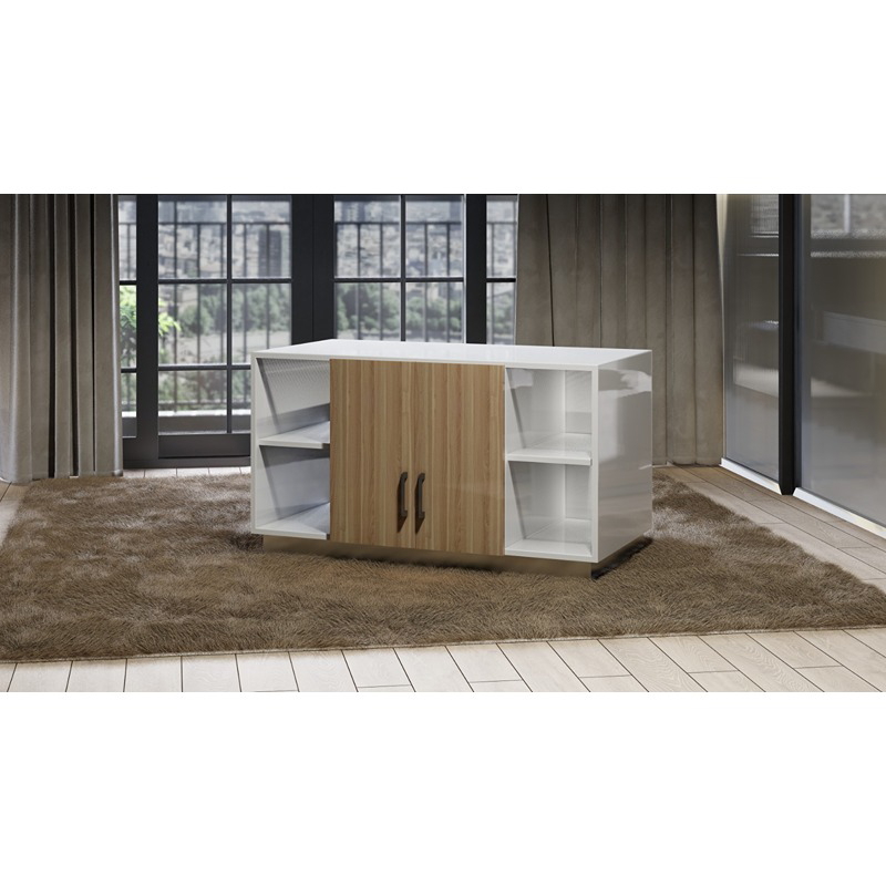 وحدة عرض، 120 سم، أبيض/خشبي - KM-EG176-35