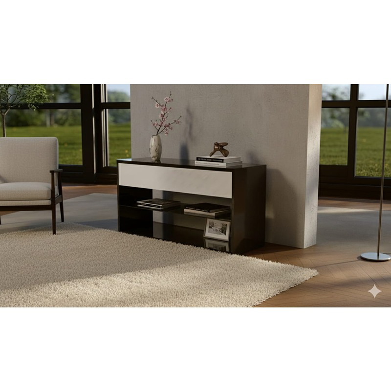 وحدة عرض، 120 سم، أسود/أبيض - KM-EG176-34