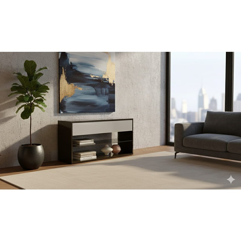 وحدة عرض، 120 سم، أسود/أبيض - KM-EG176-34