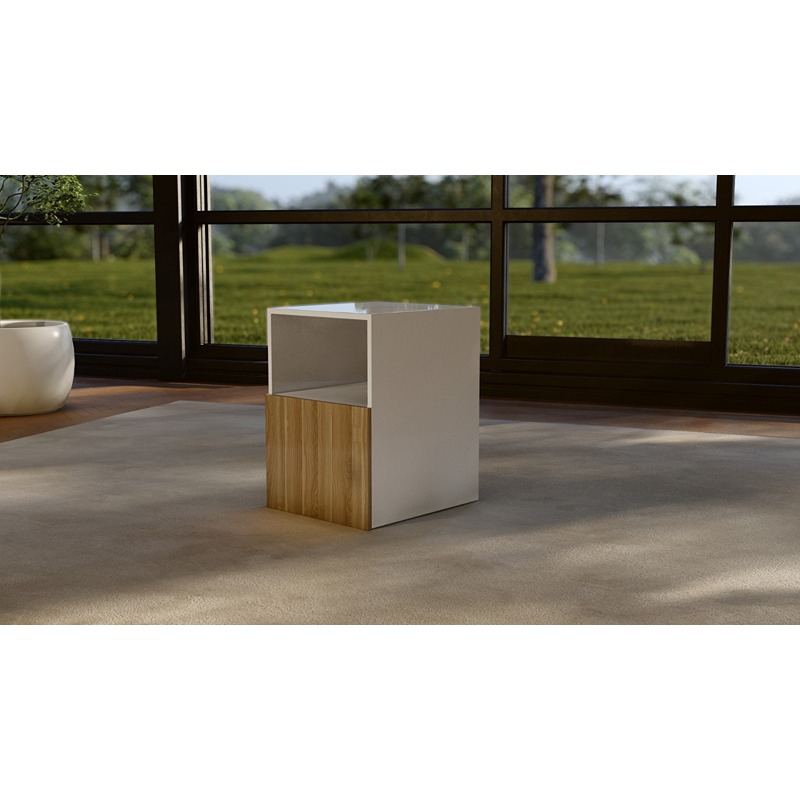 وحدة عرض، 50 سم، أبيض/خشبي - KM-EG176-33