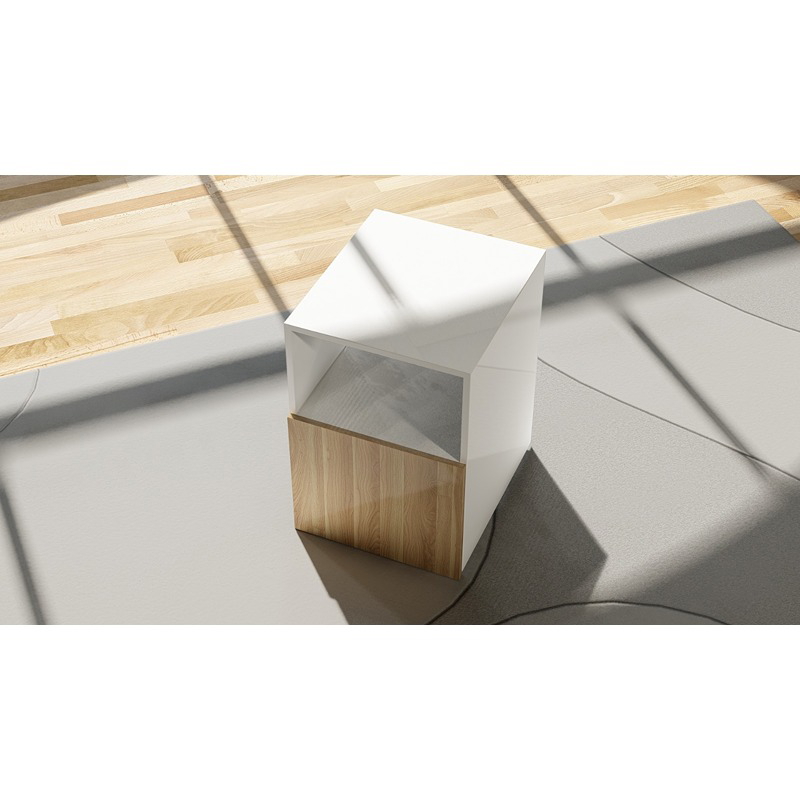 وحدة عرض، 50 سم، أبيض/خشبي - KM-EG176-33