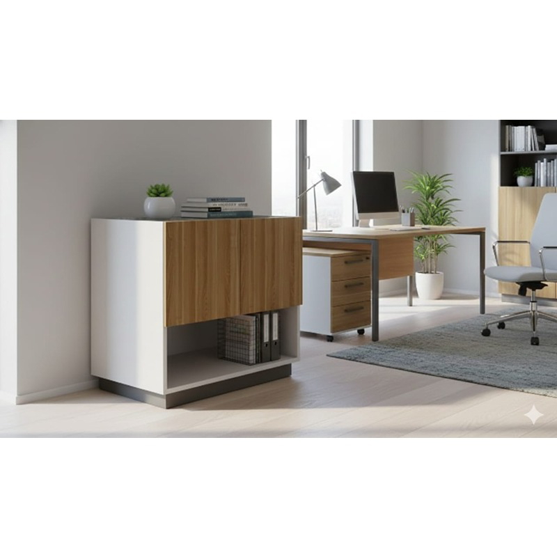 وحدة عرض، 80 سم، أبيض/خشبي - KM-EG176-32