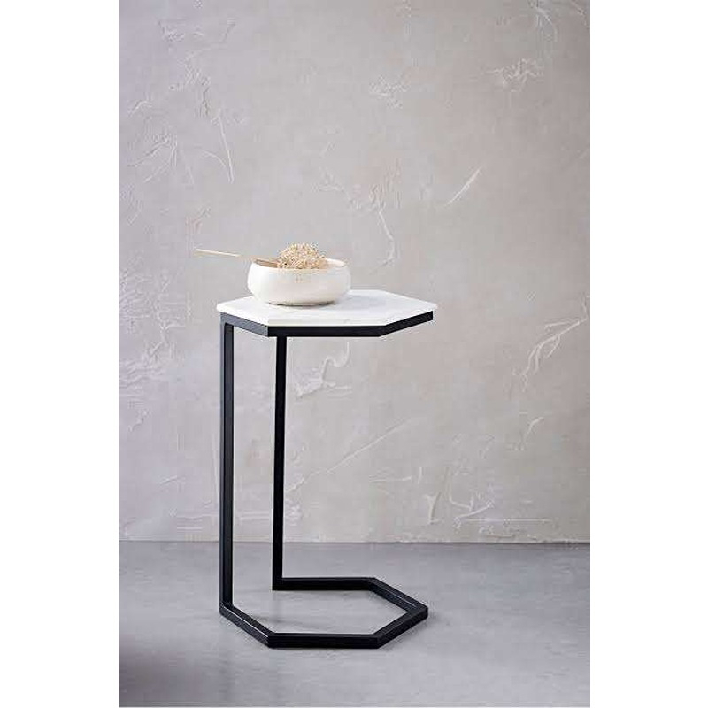 طاولة جانبية، 35 سم، أبيض/أسود - KM-EG179-221