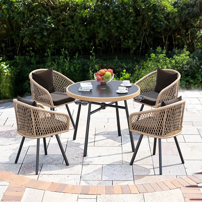 سفره خارجيه, 5 قطع, اسود/بيج - KM-EG180-122