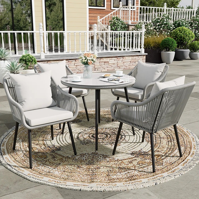 سفره خارجيه, 5 قطع, اسود/رمادي - KM-EG180-123