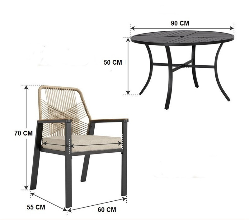 سفره خارجيه, 5 قطع, اسود/بيج - KM-EG180-117