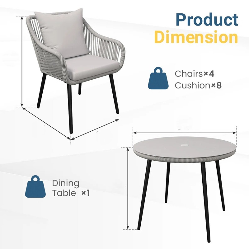 سفره خارجيه, 5 قطع, اسود/رمادي - KM-EG180-123