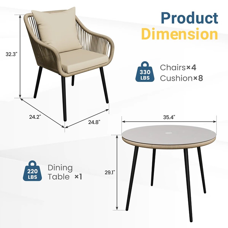 سفره خارجيه, 5 قطع, اسود/بيج - KM-EG180-124